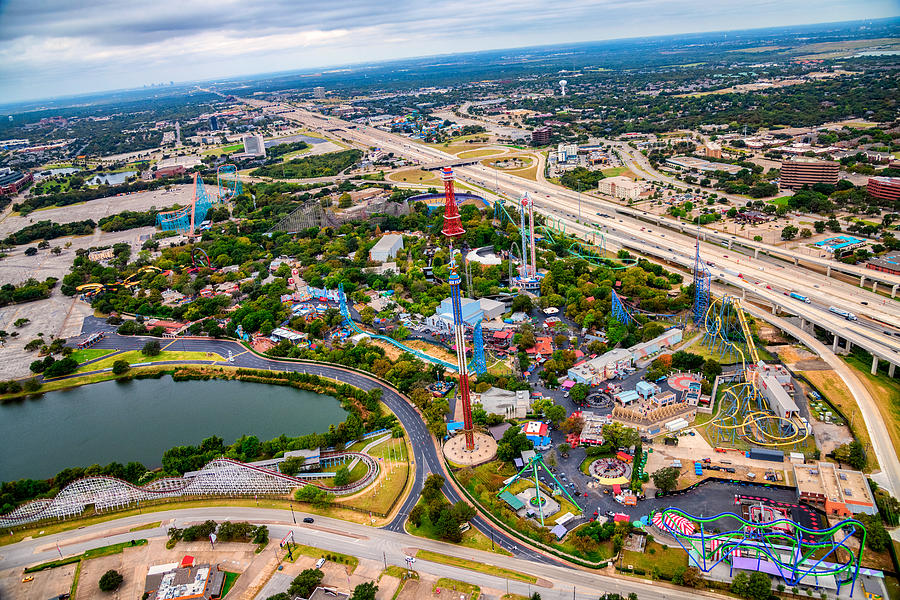 Six Flags Amusement Park Aerial Photograph by Art Wager