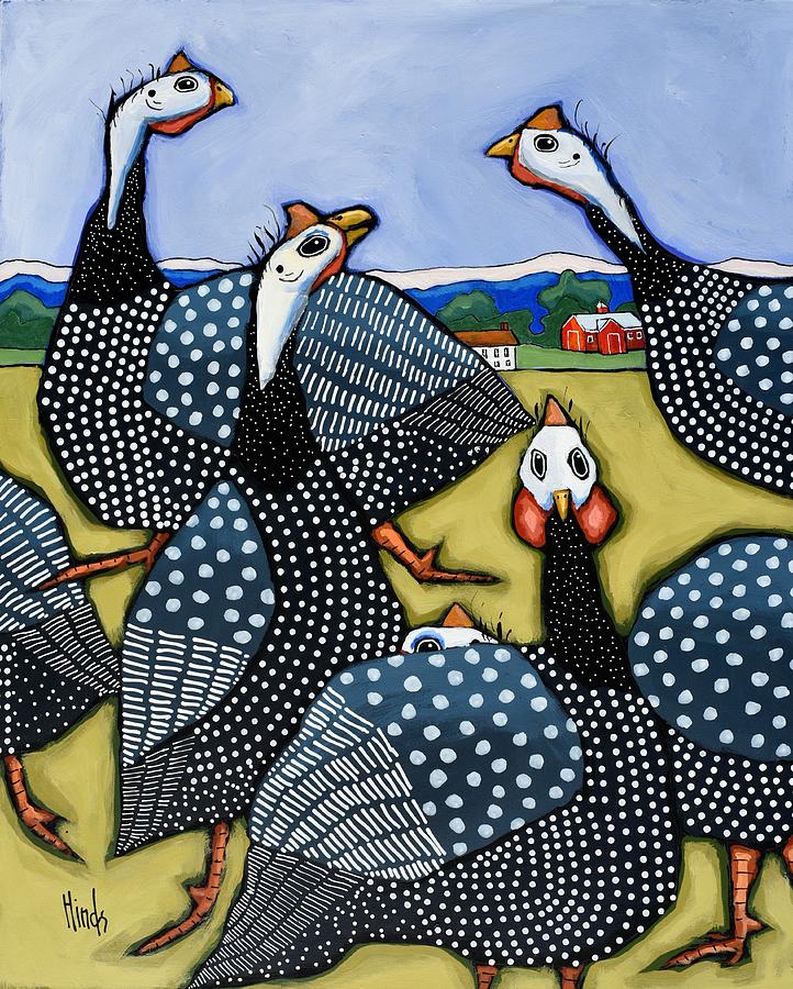 Animal Painting - Six Guinea Fowl by David Hinds