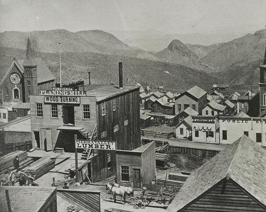 Six Mile Canyon at C Street, Virginia City, Nevada, 1866 Photograph by ...