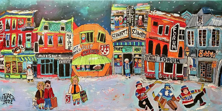 Six Montreal Icons in the Imagination Painting by Michael Litvack