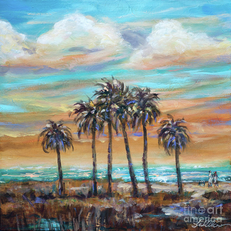 Six Palms Painting by Linda Olsen