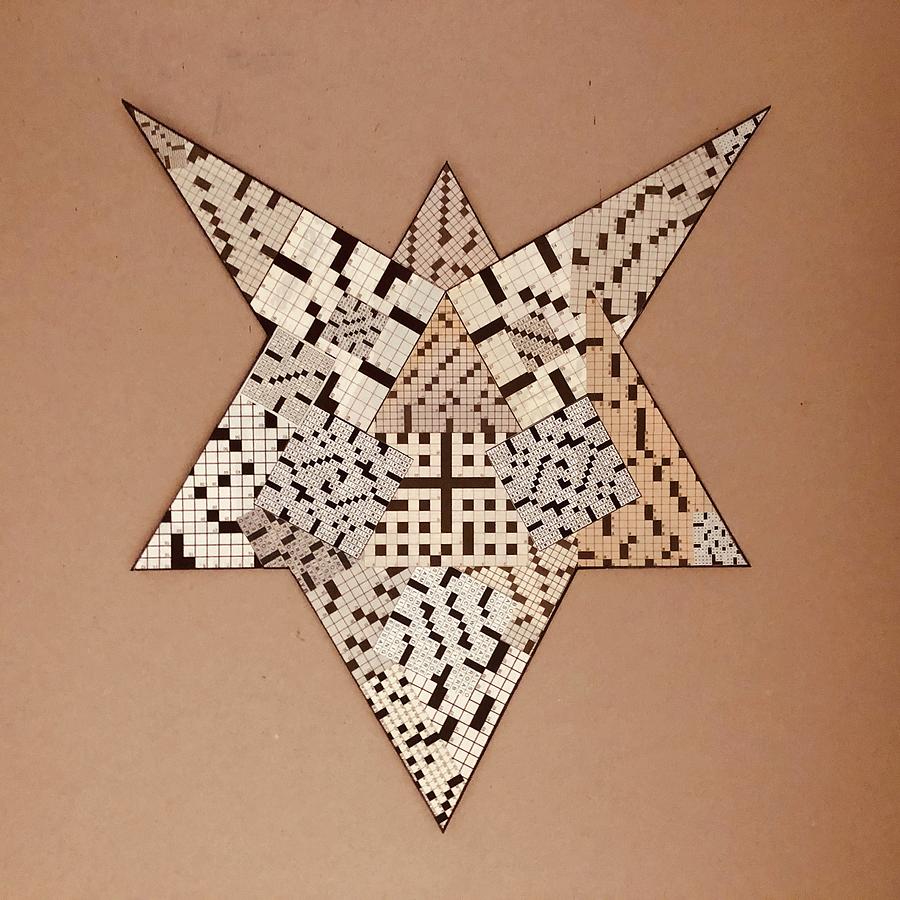 Six Point Crossword Star Mixed Media by Douglas Fromm