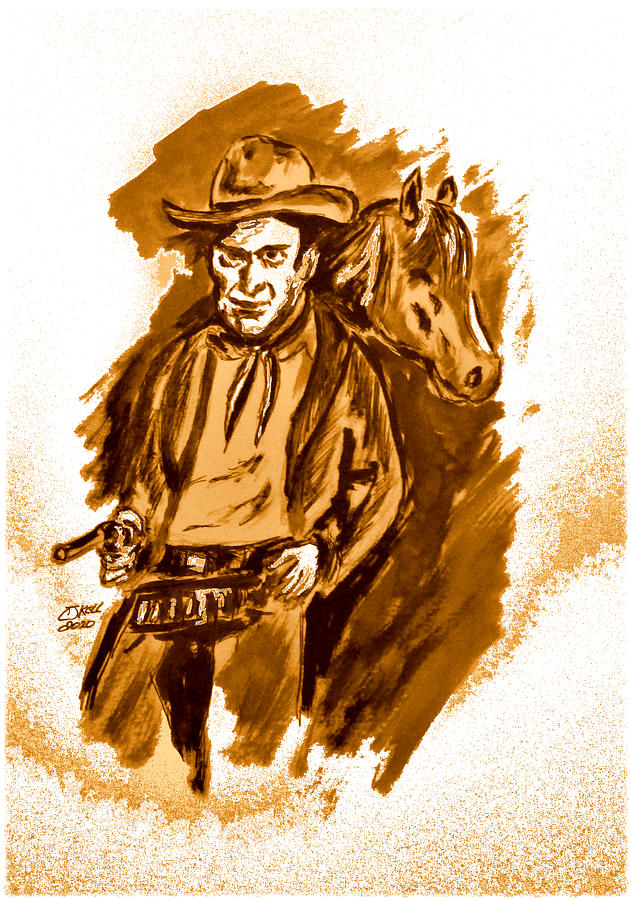 Six Shooter No1. Drawing by Clyde J Kell