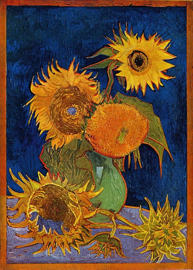 Six Sunflowers Painting by Linda Howes