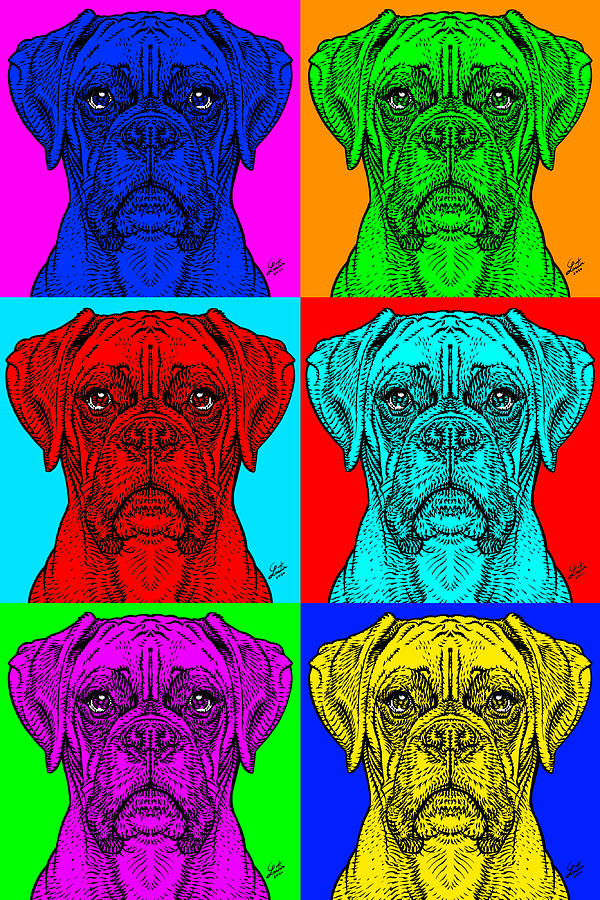 Dog Digital Art - Six Times Boxer by Fabrizio Cassetta