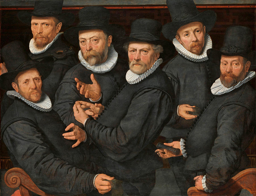 Six Wardens of the Drapers Guild Painting by Pieter Pietersz the Elder