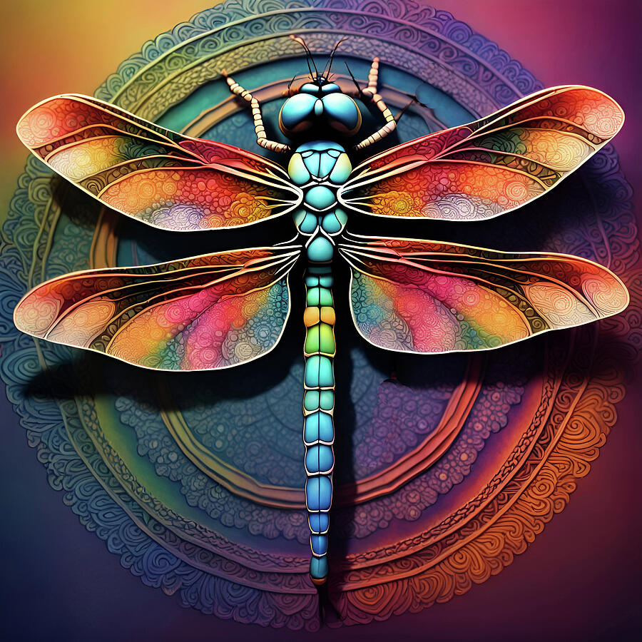 Sixties Style Psychedelic Dragonfly Digital Art by Freddy B Sixties Style Psychedelic Dragonfly Digital Art by Freddy B