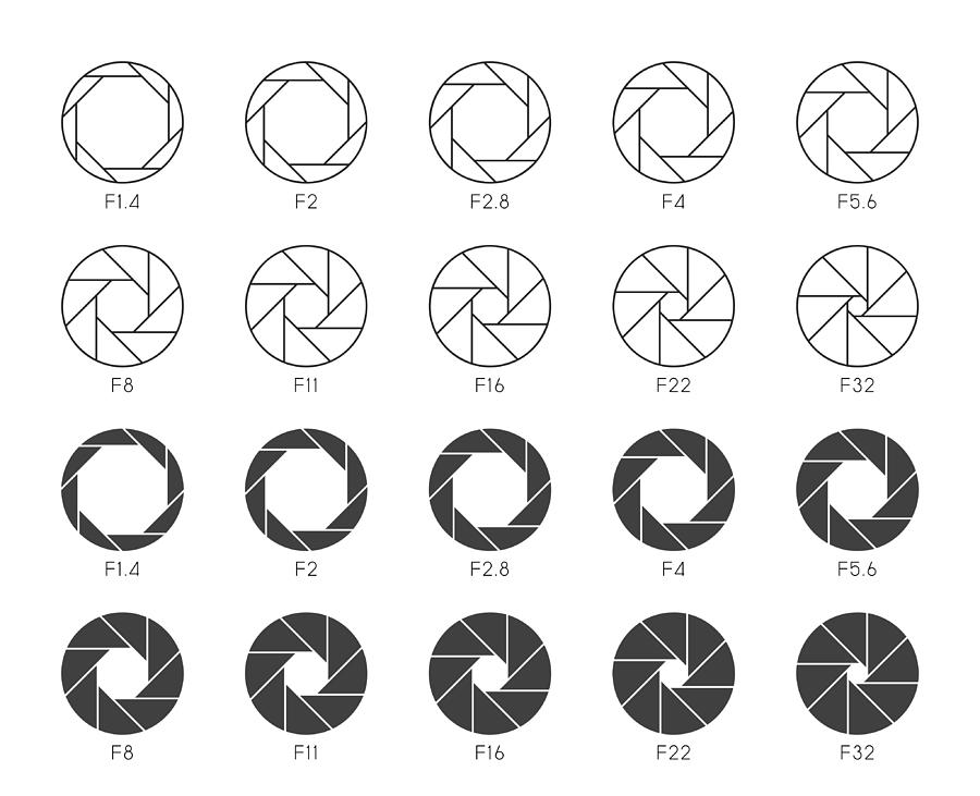 Size of Aperture Set 3 - Multi Thin Icons Drawing by Rakdee