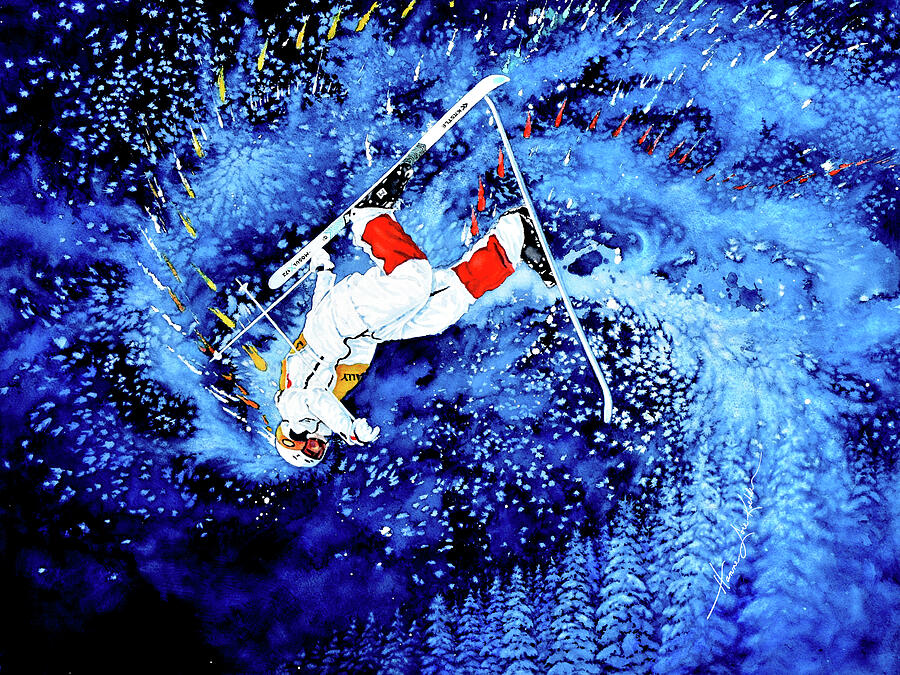 Skier Painting - Sizzling Space Skier by Hanne Lore Koehler