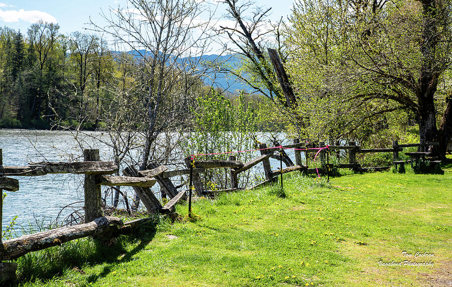 Skagit River and Rustic Fence at MM 100 Photograph by Tom Cochran