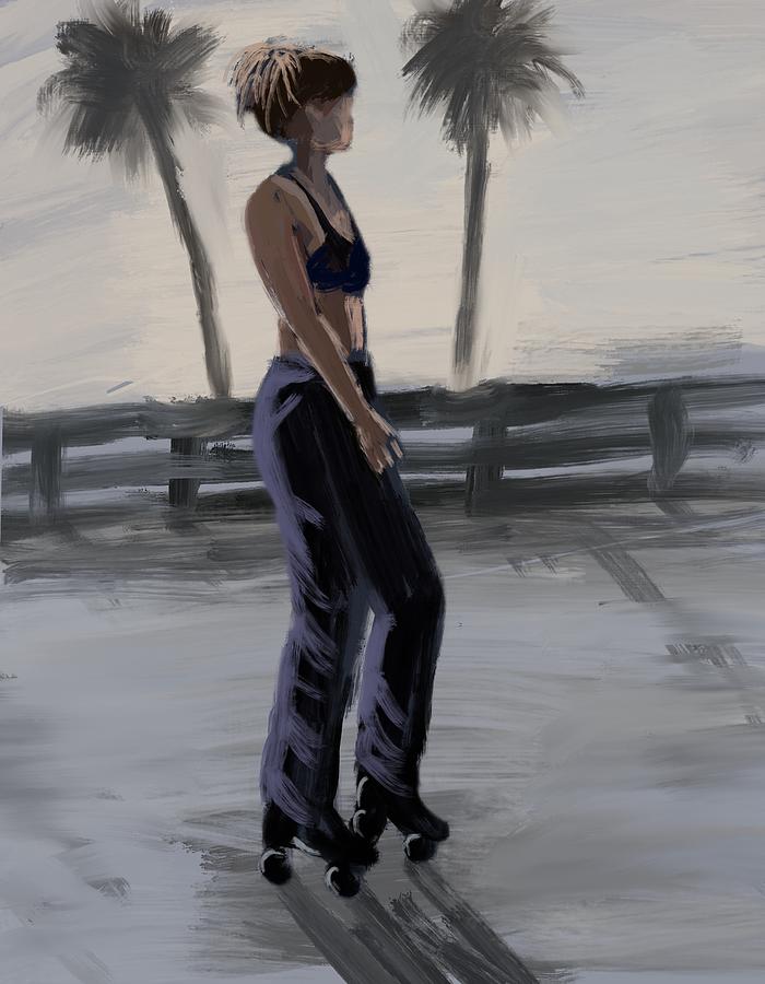 Skate Girl  Painting by Larry Whitler