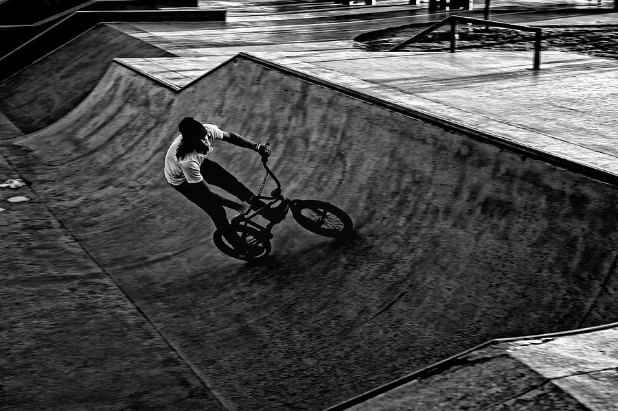 Skate park, black and white Photograph by Doug Wittrock