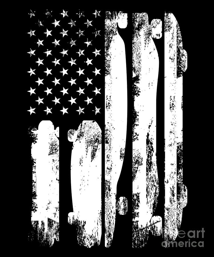 Skateboard American Flag Skateboarding design Digital Art by Alessandra