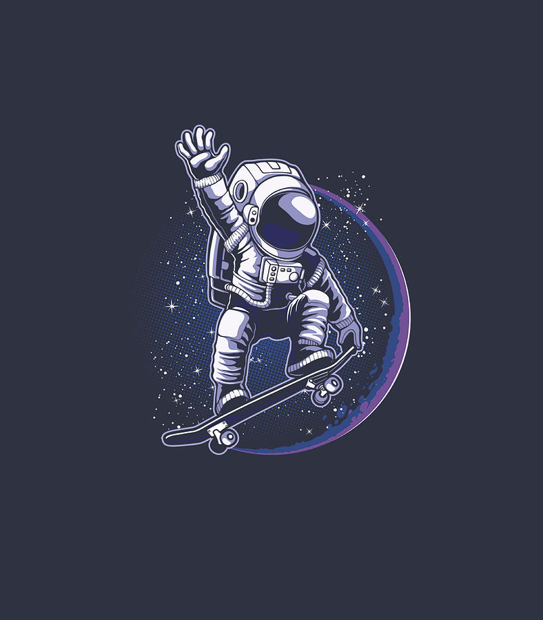 Skateboard Astronaut Space Riding Skating Spaceman Digital Art by ...