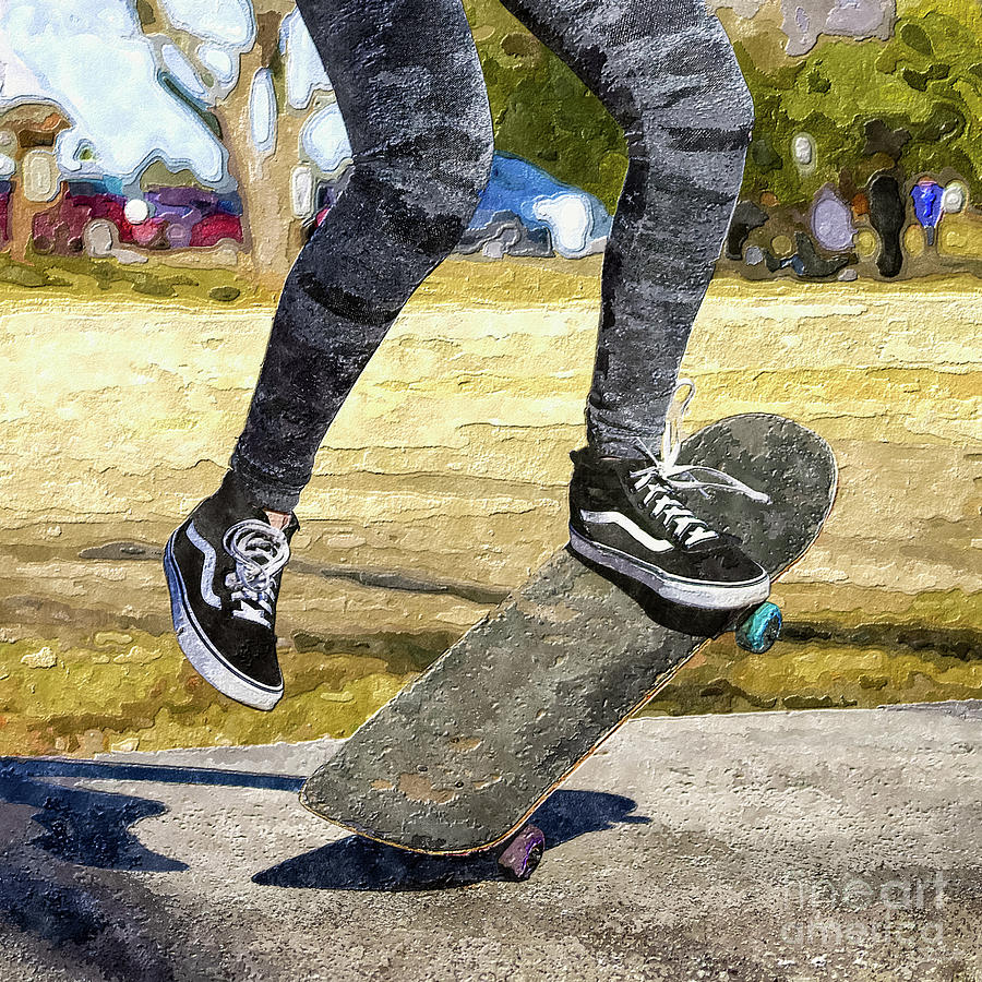 Skateboard Ollie Mixed Media by Jennifer White