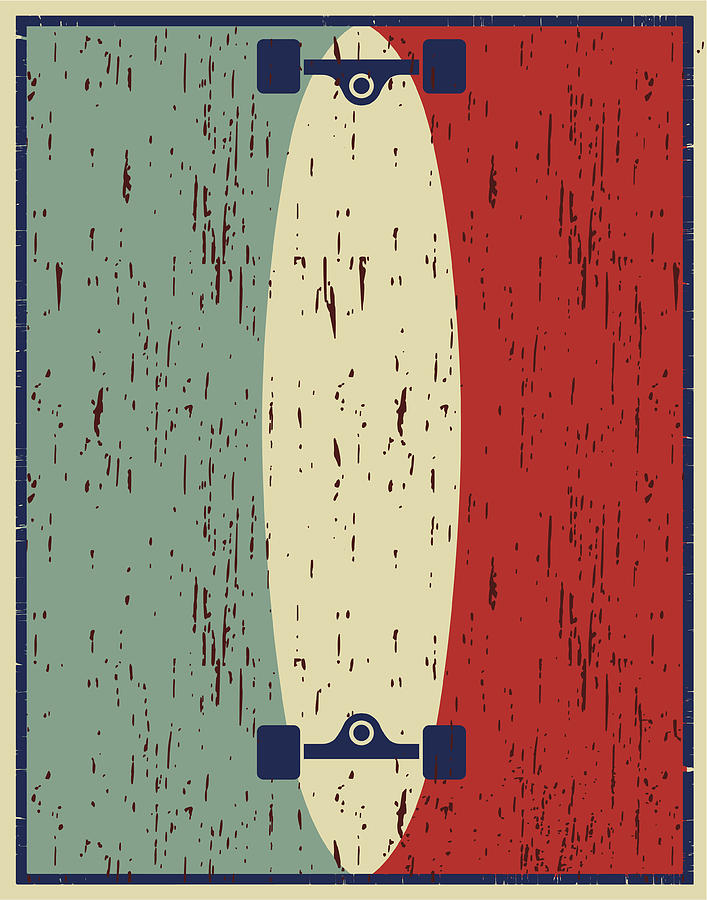 Skateboard Poster Drawing by Jozz