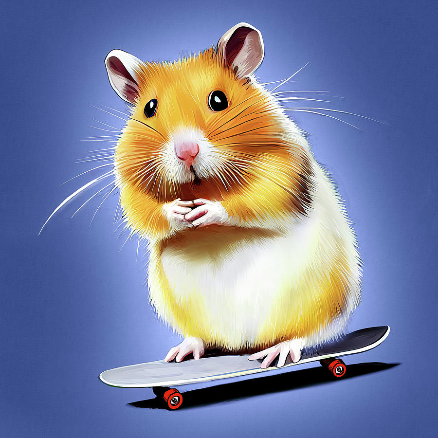 Skateboarding Hamster Digital Art by Mark Tisdale
