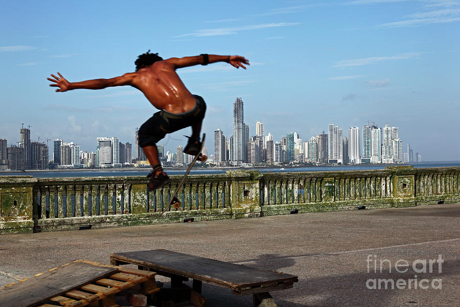 Skateboarding jumps in Panama City Photograph by James Brunker