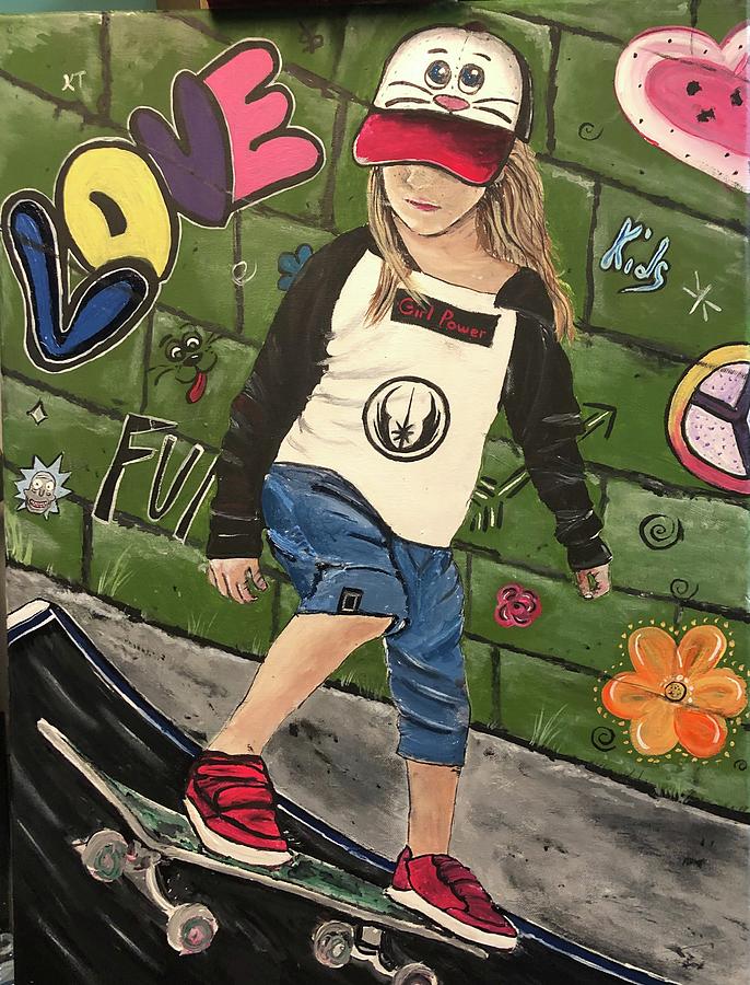 Skater girl Painting by Kimberly Taylor - Fine Art America