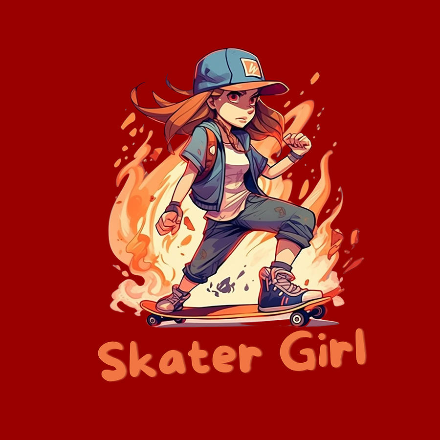 Skater girl on the skateboard Digital Art by Licensed art - Fine Art ...