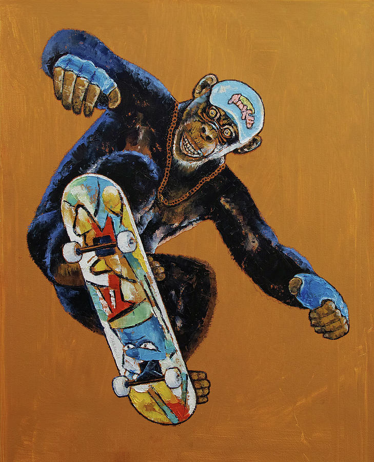 Monkey Painting - Skater by Michael Creese