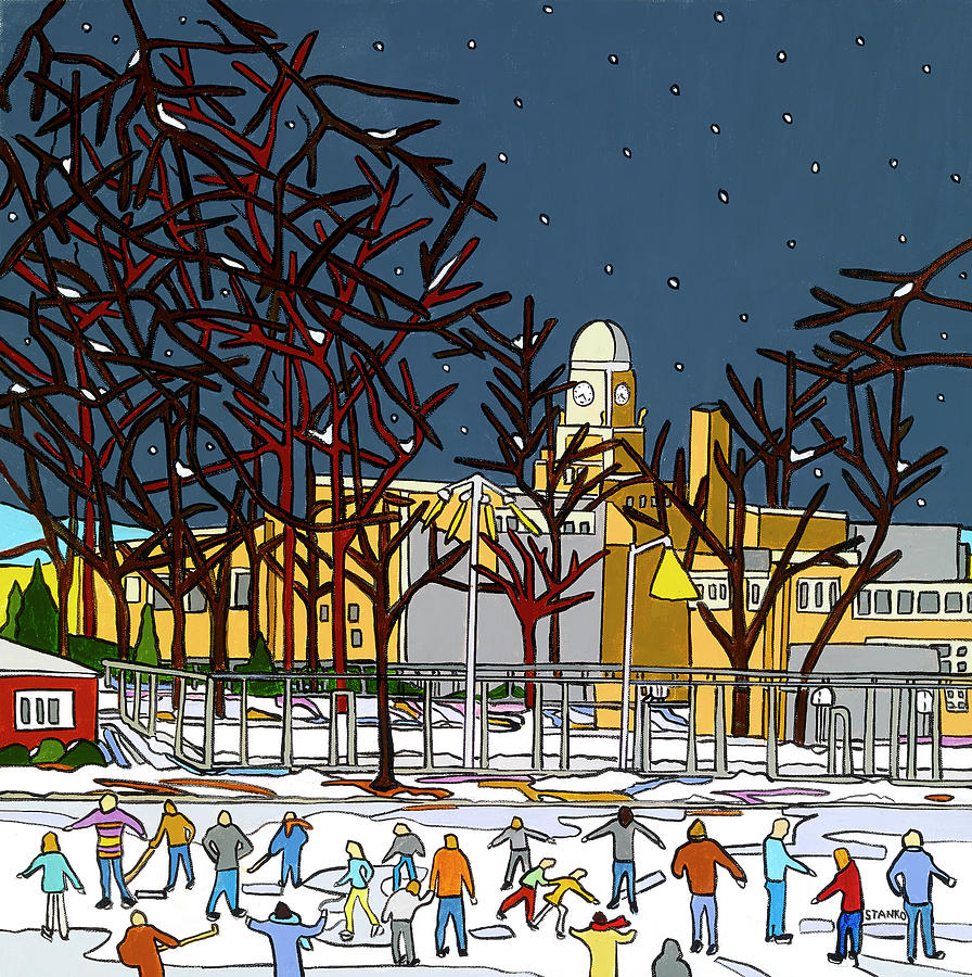  Skating inHendrickson Park Painting by Mike Stanko