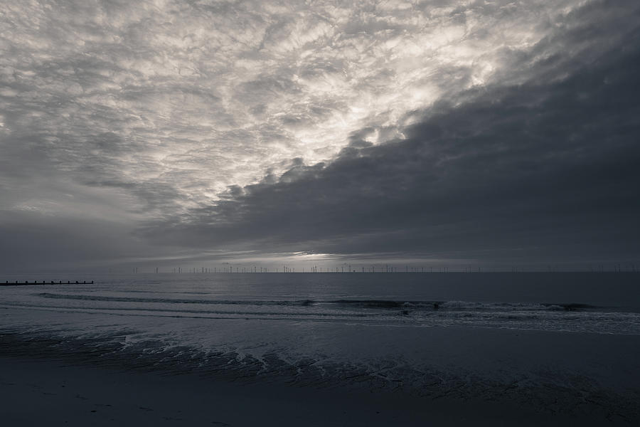 Skegness Sunrise Black and White Photograph by Scott Lyons