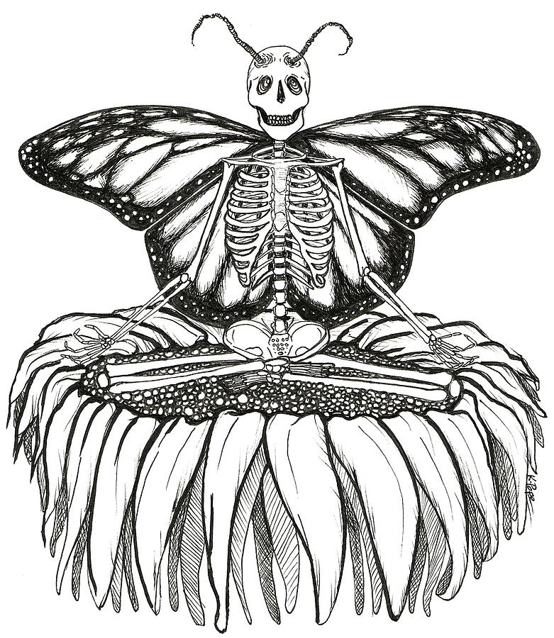 Skeleton Fairy on Flower Drawing by K P Fine Art America
