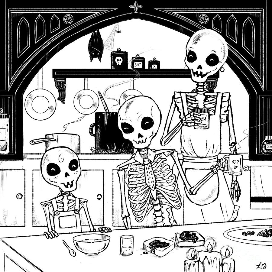 Skeleton Family Digital Art by Adam Sutton