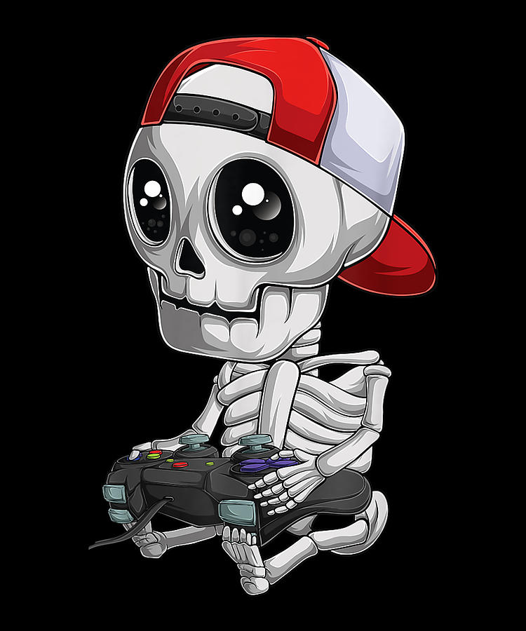 Skeleton Halloween Video Gamer Digital Art by Tam Nguyen Art | Fine Art ...