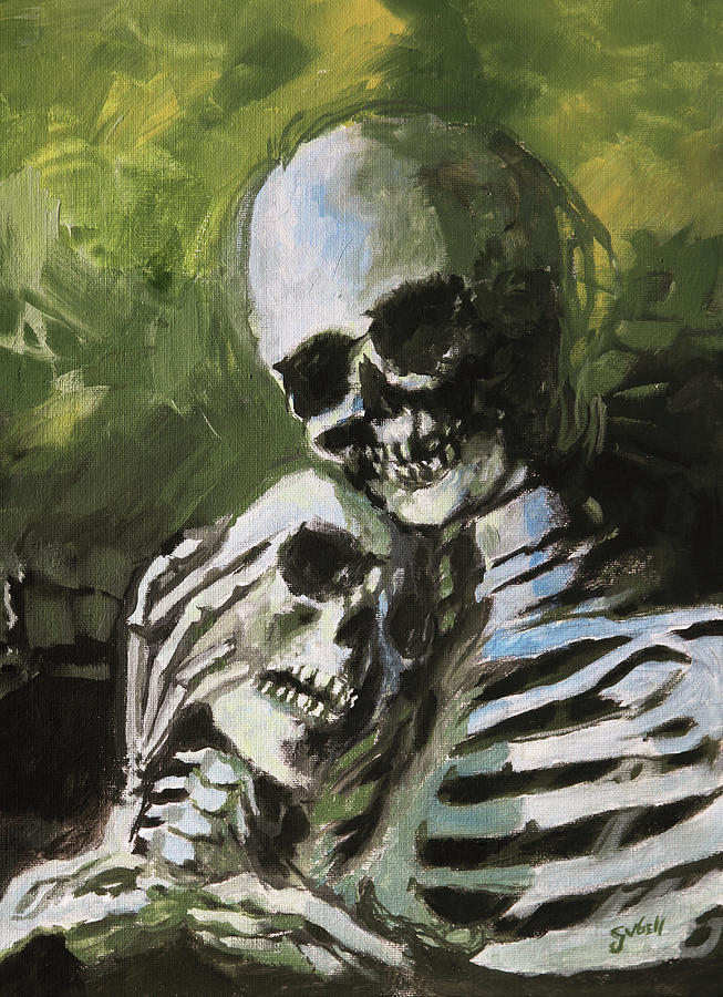 Skeleton love Painting by Sv Bell