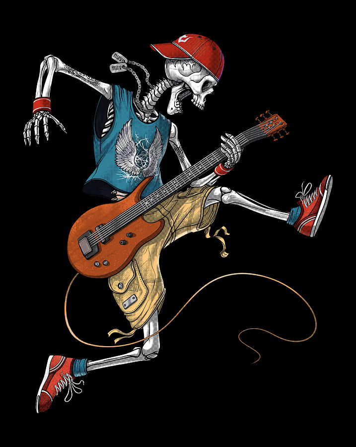 Skeleton Metal Guitarist Digital Art by Nikolay Todorov | Pixels