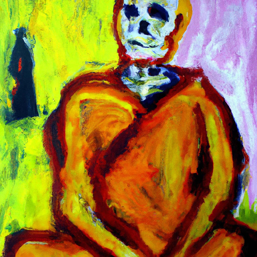 Skeleton Monk Meditating on Death Digital Art by Michael Rasley - Fine ...