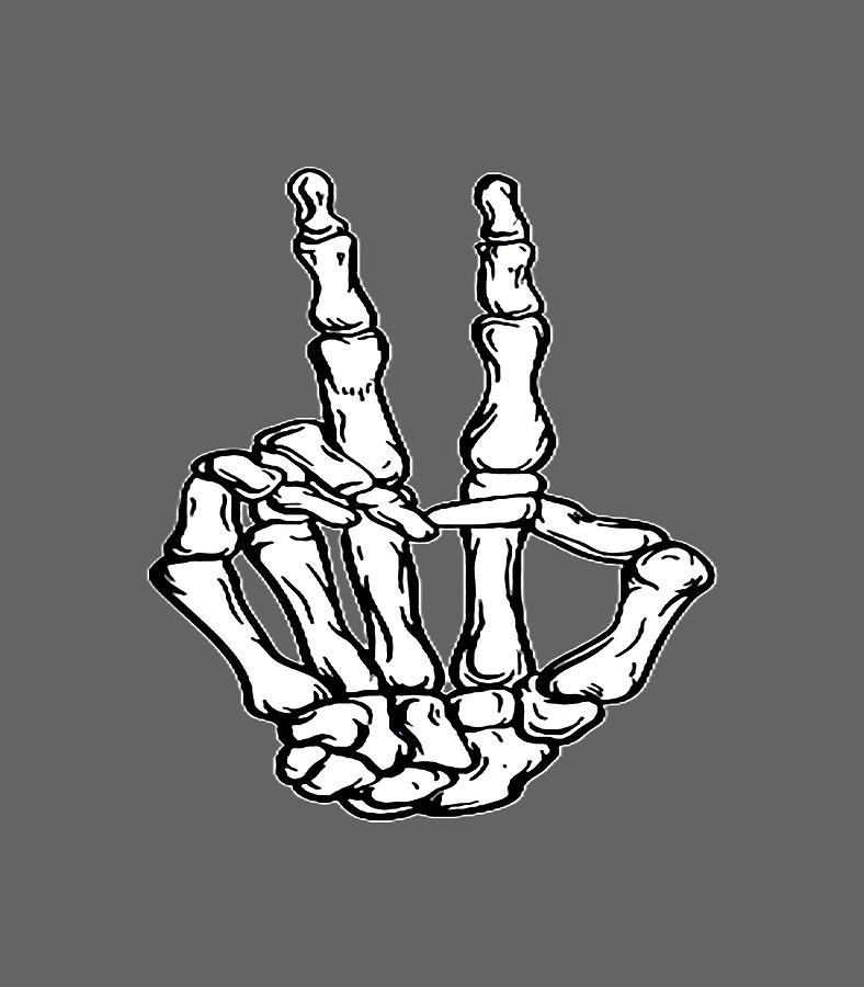 Skeleton Peace Sign Victory Hand Sign Pocket Design Digital Art by ...