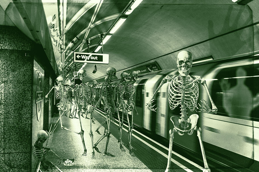 Skeleton Service Toned Digital Art by LGP Imagery