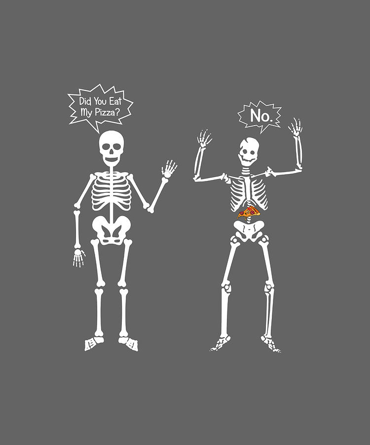 18x18 Multicolor Funny Skeleton T-Shirt Halloween Pizza Shirt Halloween Skeletons Did You Eat Funny Pizza Shirt Throw Pillow