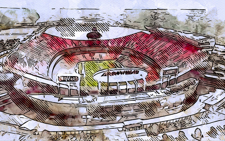 Sports Drawing - Sketch 078 Arrowhead Stadium Kansas City Chiefs Painted Drawing Missouri Ion Digital Nfl by Edgar Dorice