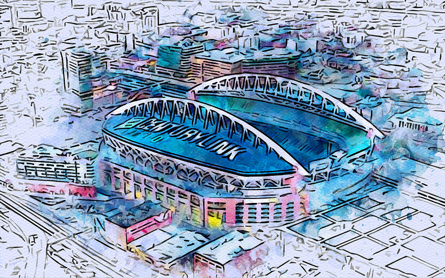Seattle Drawing - Sketch 131 Centurylink Field Seattle Seahawks Stadium Qwest Nfl Washington United States National Football League Sounders FC by Edgar Dorice