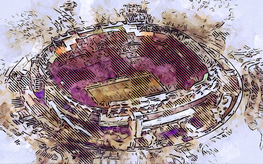 Sports Drawing - Sketch 234 Fedexfield Jack Kent Cooke Stadium Washington Skins Painted Drawing Landover Maryland Ion Digital Nfl by Edgar Dorice