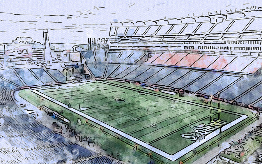 Football Drawing - Sketch 254 Gillette Stadium Foxborough Massachusetts New England Patriots Nfl Revolution MLS Football Stadiums Sports Arena Usa by Edgar Dorice