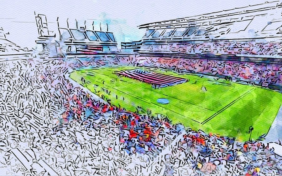 Sports Drawing - Sketch 255 Gillette Stadium Hdr Nfl New England Patriots Usa America Foxborough by Edgar Dorice