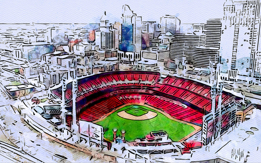 Sketch 262 Great American Ball Park Baseball Stadium Cincinnati S Ohio 