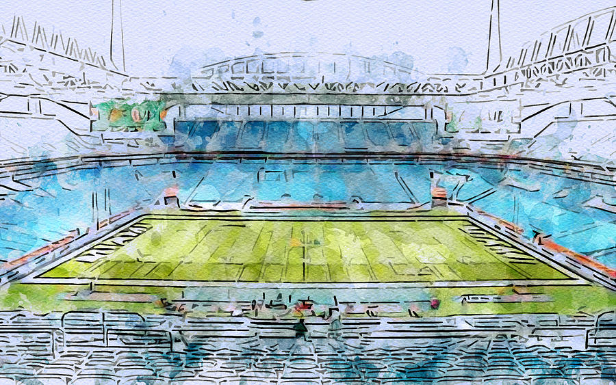 Football Drawing - Sketch 277 Hard Rock Stadium Football Usa American Nfl Miami Dolphins National League by Edgar Dorice