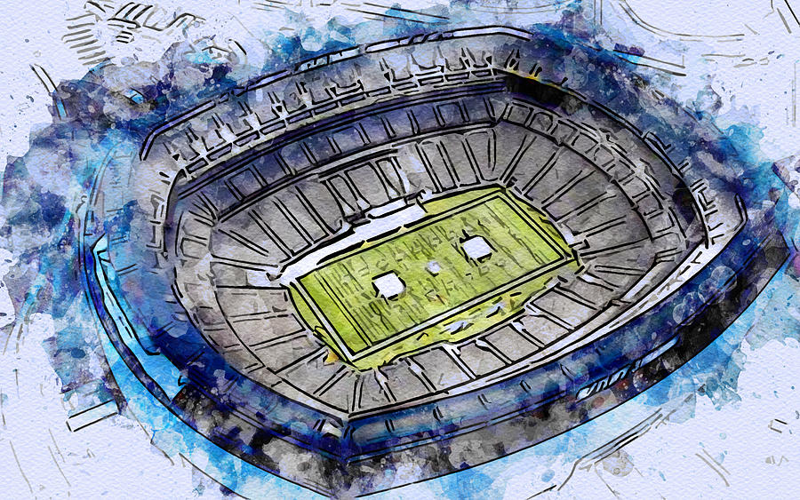 Football Drawing - Sketch 409 Metlife Stadium American Football Evening Aerial View Nfl Stadiums East Rutherford New Jersey Usa York Giants Jets National League by Edgar Dorice