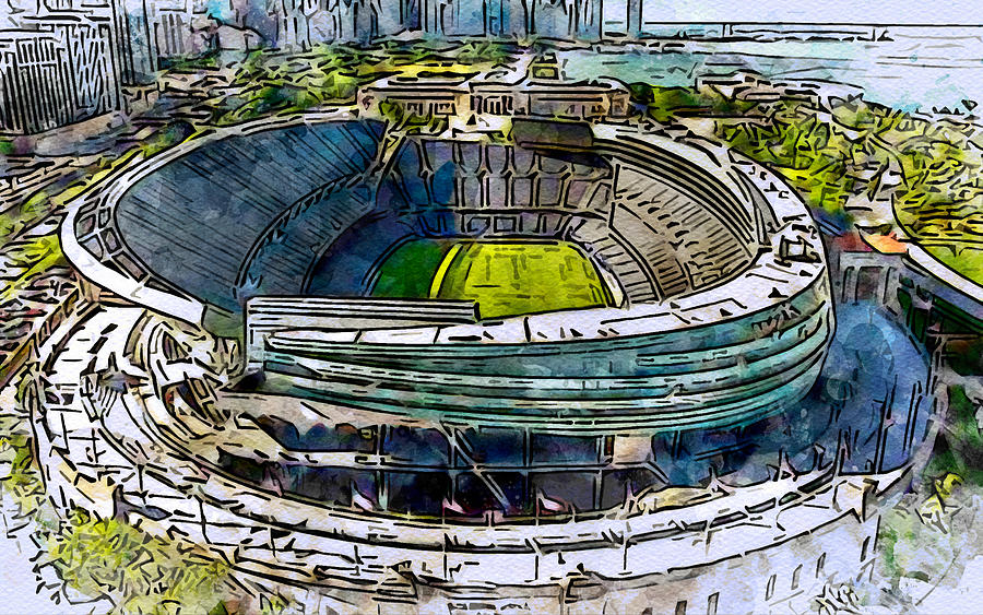 Chicago Drawing - Sketch 538 Soldier Field Chicago Bears Stadium Nfl American Football Illinois Usa National League Sports Arenas Stadiums by Edgar Dorice