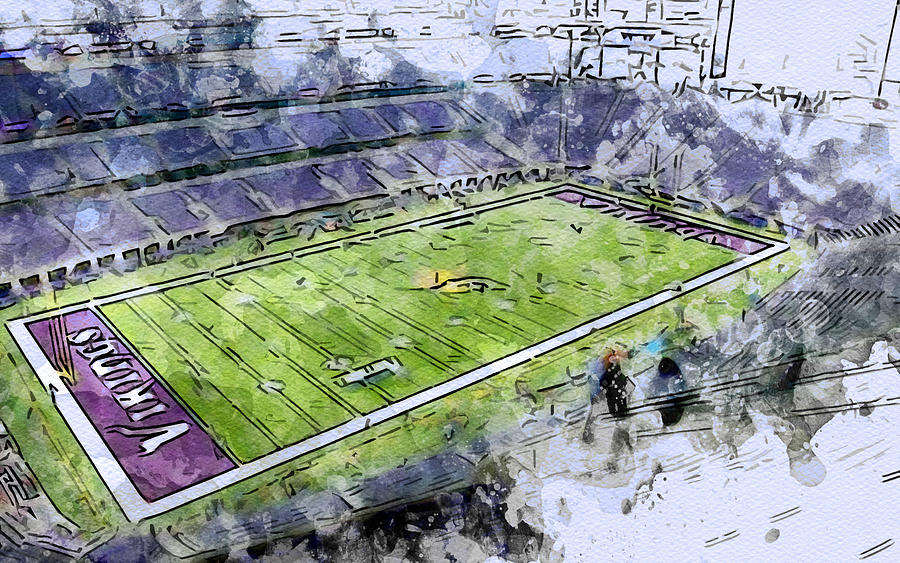 Chicago Drawing - Sketch 602 Us Bank Stadium Chicago American Football Minnesota Vikings National League Nfl Minneapolis Usa by Edgar Dorice