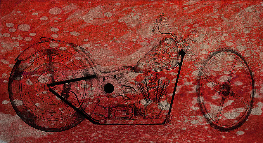 Sketch Bike Art Red Photograph by Lesa Fine