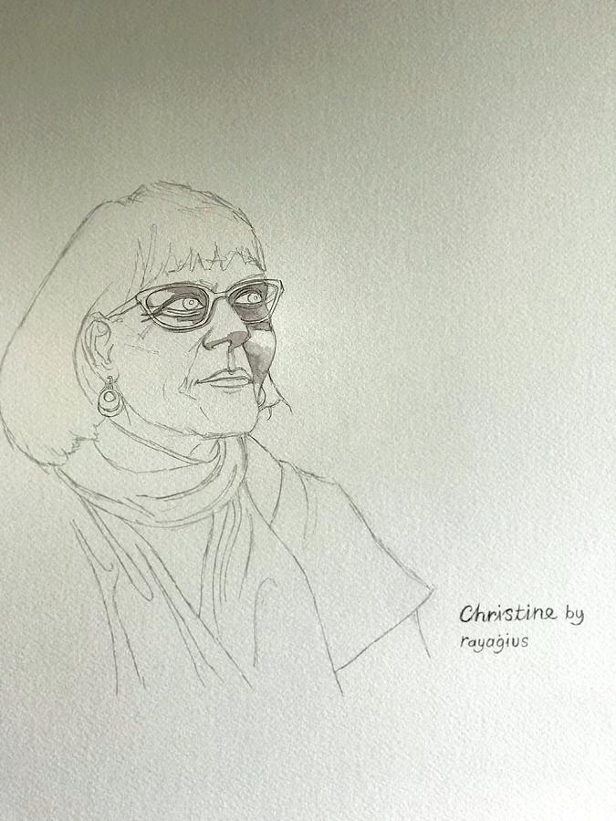Sketch for Christine Drawing by Ray Agius
