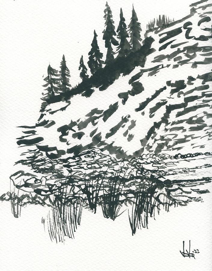 Sketch of a Hillside Painting by Victor Vosen