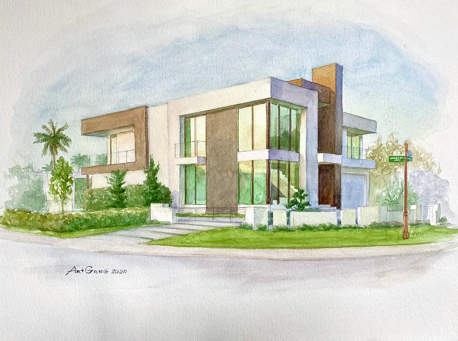 Painter Painting Picture Of Modern House From Sketch Drawing To Realistic  3D Rendering Stock Photo Picture and Royalty Free Image Image 116239062